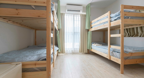 two bunk beds in guest room